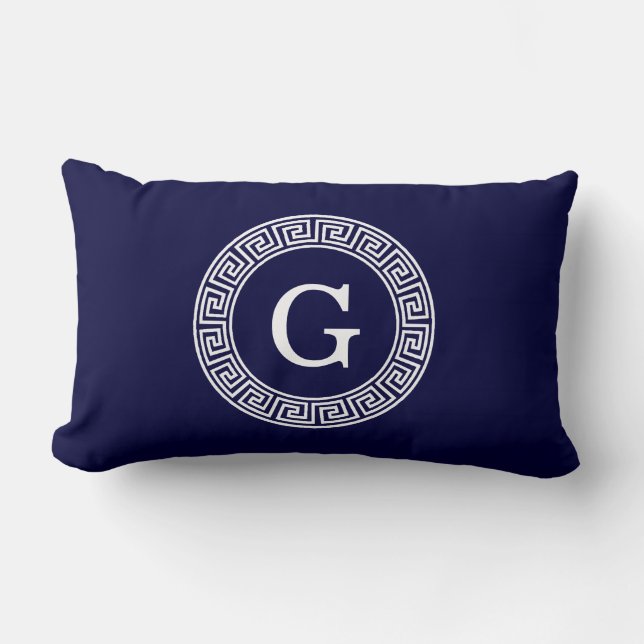 Coussin Rectangle Monogramme initial du cadre de la ligne de la clé  (Recto)