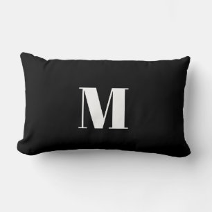 Coussin Rectangle Monogramme initial noir blanc Simple minimaliste m