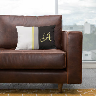 Coussin Rectangle Monogramme jaune tendance Gris Gris Gris Gris Noir