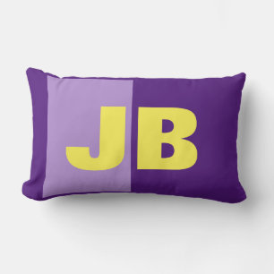 Coussin Rectangle Monogramme Lettres initiales violet jaune