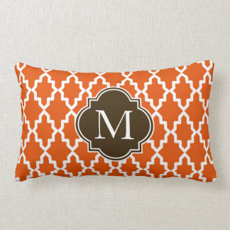 Coussin Rectangle Monogramme marocain orange et Brown