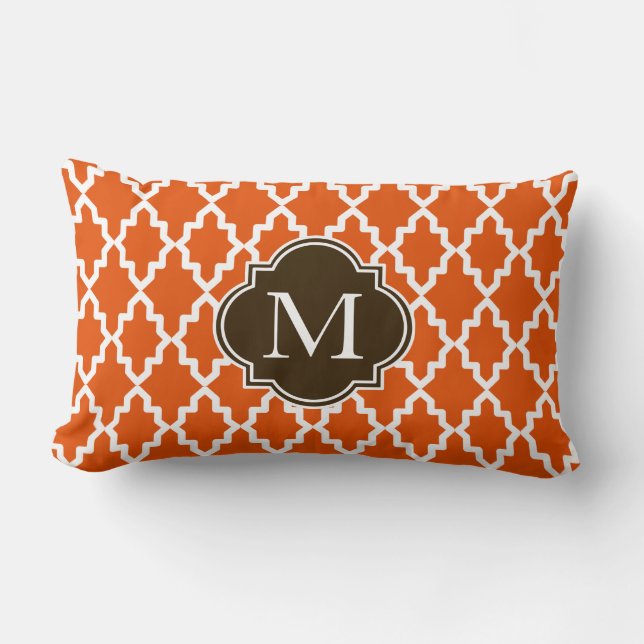 Coussin Rectangle Monogramme marocain orange et Brown (Recto)