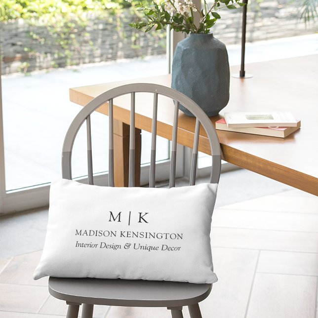 Coussin Rectangle Monogramme minimaliste moderne ou ajouter un logo (Edit to Customize text, colors and more)