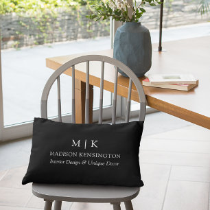Coussin Rectangle Monogramme minimaliste ou ajouter un logo Business