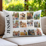Coussin Rectangle Monogramme moderne 12 Collage photo<br><div class="desc">Créez votre propre collage photo personnalisé lancer oreiller avec 12 de vos photos préférées et nom monographique personnalisé.</div>