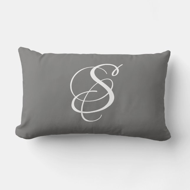 Coussin Rectangle Monogramme & nom de famille en écriture blanche él (Recto)