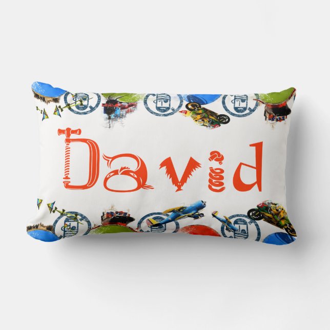 Coussin Rectangle Monogramme nommé personnalisé pour David/garçons (Recto)