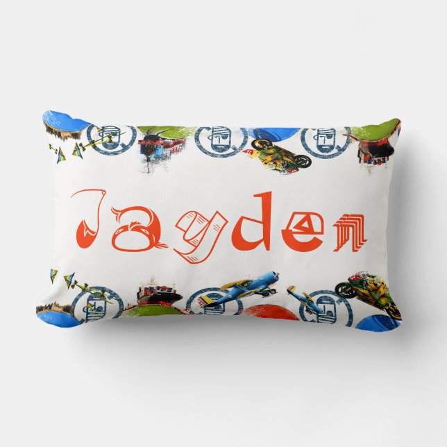 Coussin Rectangle Monogramme nommé personnalisé pour Jayden/garçons (Recto)