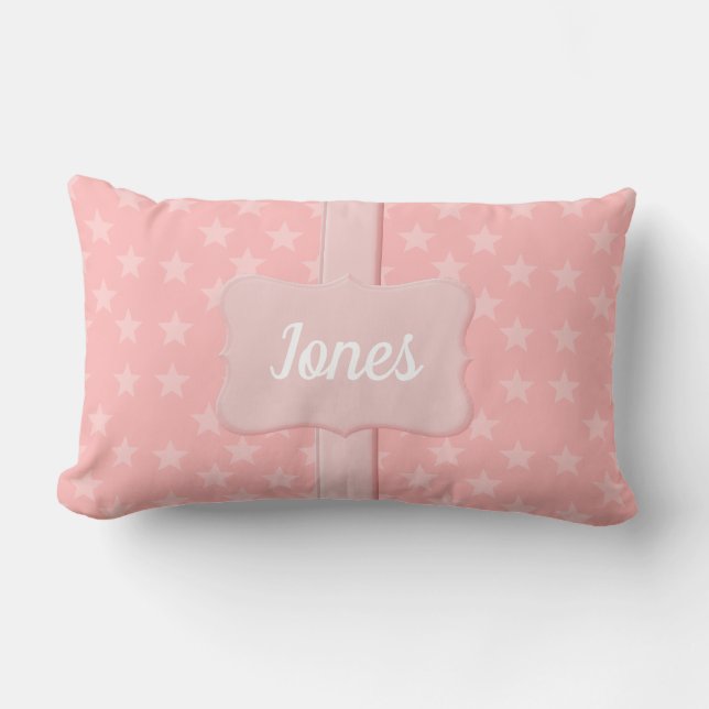 Coussin Rectangle Monogramme ou nom rose Star (Recto)
