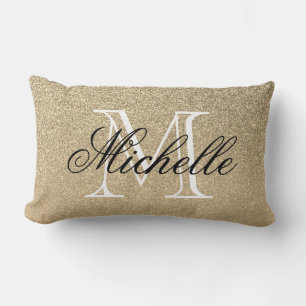 Coussin Rectangle Monogramme Parties scintillant d'or