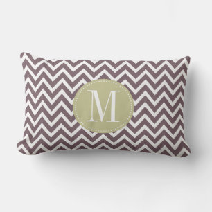 Coussin Rectangle Monogramme personnalisé Chevron vert clair et viol