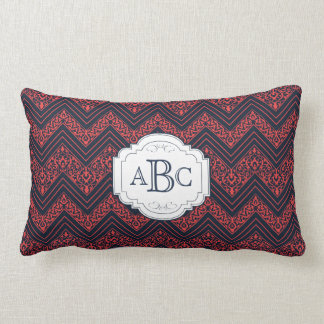 Coussin Rectangle Monogramme personnalisé de damassé de Chevron