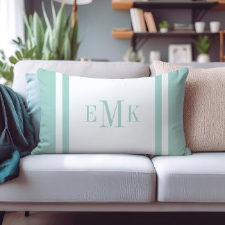 Coussin Rectangle Monogramme personnalisé des points de ruban de la
