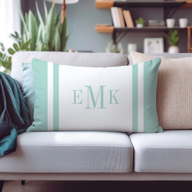 Coussin Rectangle Monogramme personnalisé des points de ruban de la  (Créateur téléchargé)