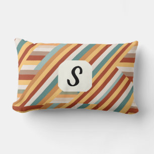 Coussin Rectangle Monogramme personnalisé Moderne les années 70 géom
