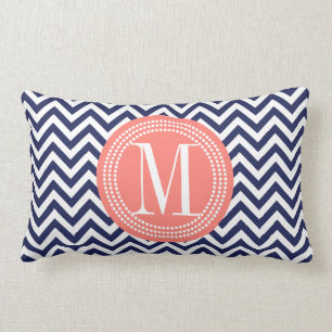 Coussin Rectangle Monogramme personnalisé par zigzag de Chevron de