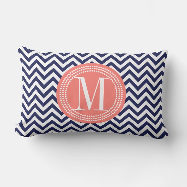 Coussin Rectangle Monogramme personnalisé par zigzag de Chevron de (Recto)