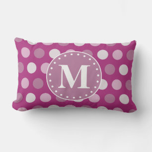 Coussin Rectangle Monogramme Pois rose gras