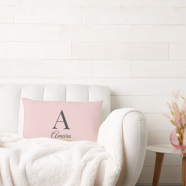 Coussin Rectangle Monogramme rose pâle élégant (Canapé)
