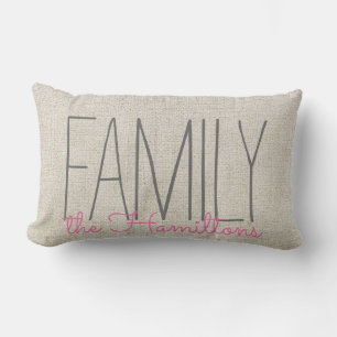 Coussin Rectangle Monogramme Rustique Chic Famille EN BEIGE ROSE