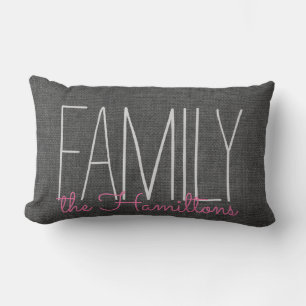 Coussin Rectangle Monogramme Rustique Chic Family EN GRIS SOMBRE ET