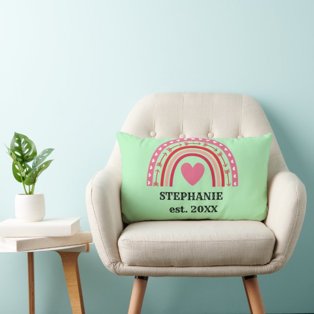 Coussin Rectangle Monogramme rustique moderne Nom de famille personn (Chaise)