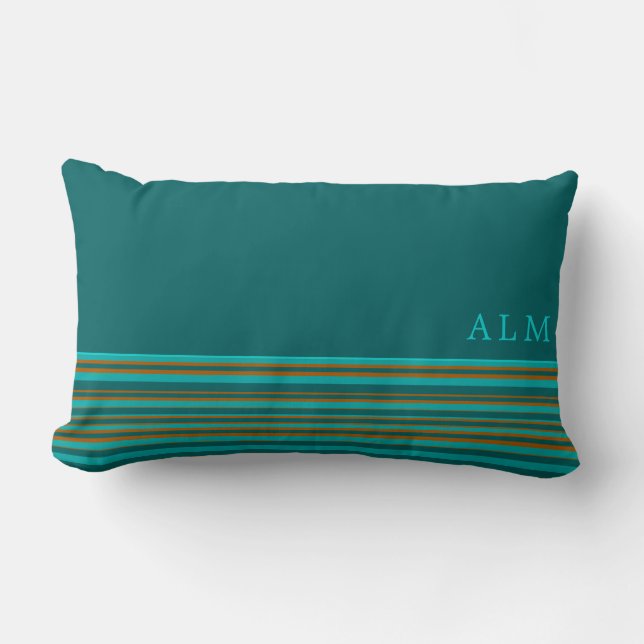 Coussin Rectangle Monogramme Turquoise Turquoise & Orange (Recto)