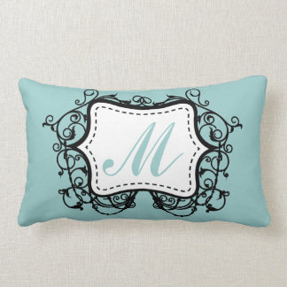 Coussin Rectangle Monogramme vert de mer