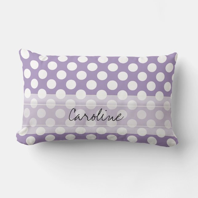 Coussin Rectangle Monogramme violet blanc tendance Motif de point Po (Recto)