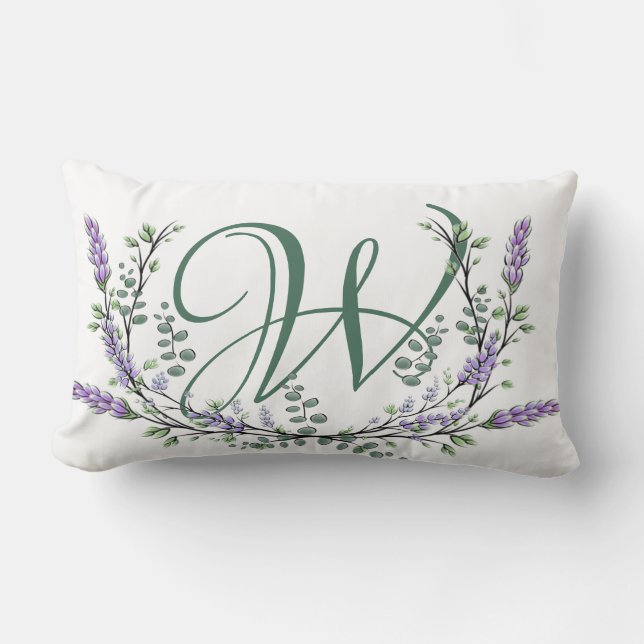 Coussin Rectangle Monogramme W Lavender Eucalyptus (Recto)