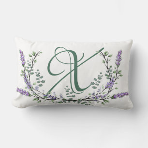 Coussin Rectangle Monogramme X Lavande Eucalyptus