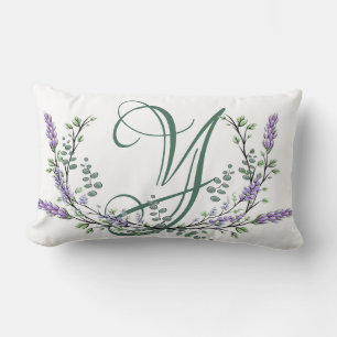 Coussin Rectangle Monogramme Y Lavender Eucalyptus