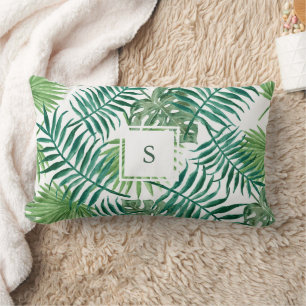 Coussin Rectangle Monographie de feuilles tropicaux d'aquarelle mode