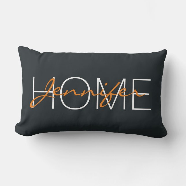 Coussin Rectangle Monographie de la maison en métal foncé (Recto)
