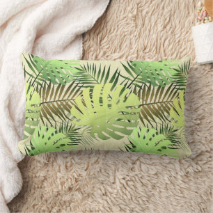 Coussin Rectangle Monstera Palm Feuilles Jungle tropicale
