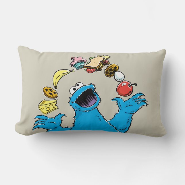 Coussin Rectangle Monstre des cookies jonglant vintage (Recto)
