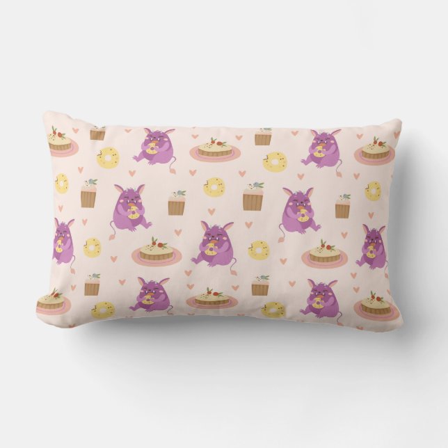 Coussin Rectangle Monstres de friandises  (Recto)