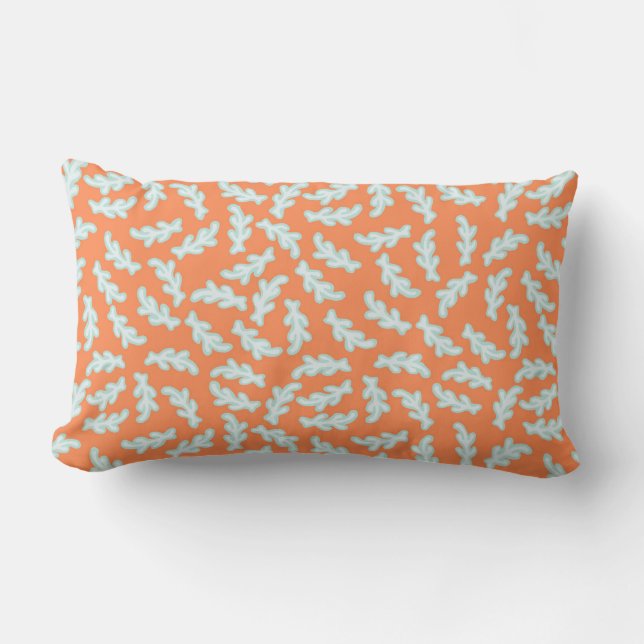 Coussin Rectangle Morceaux blancs de corail minuscules sur l'orange (Recto)