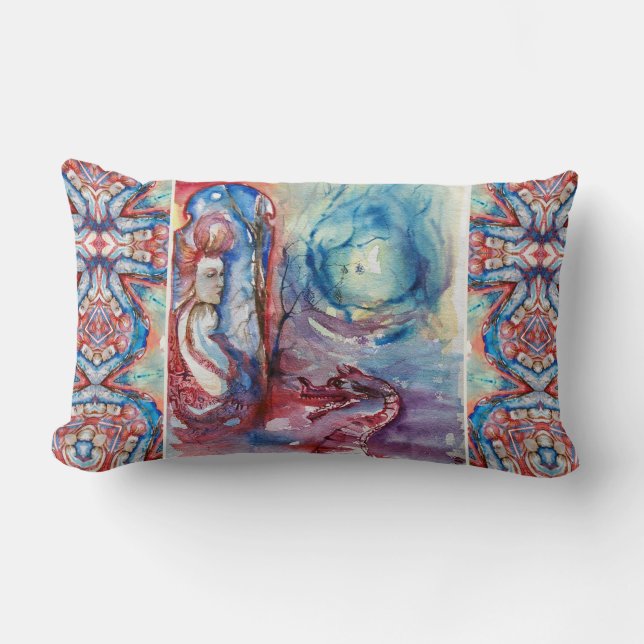 Coussin Rectangle MORGANA LE FAY Imaginaire bleu rose (Recto)