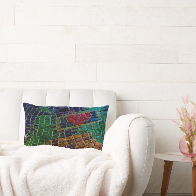 Coussin Rectangle Mosaïque colorée du Coeur Rouge (Canapé)