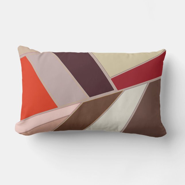 Coussin Rectangle Mosaïque géométrique moderne Abstraite, Brown et o (Recto)