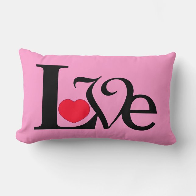 Coussin Rectangle Mot de coeur d'amour (Recto)