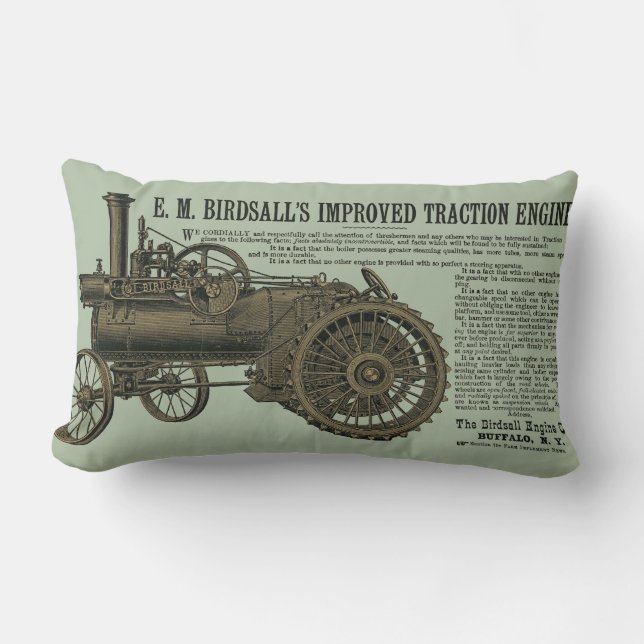 Coussin Rectangle Moteur de traction à vapeur Birdsall 1889 Tracteur (Recto)