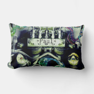 Coussin Rectangle Moteur rouillé et Mossy Dieselpunk à double face T