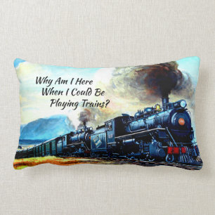 Coussin Rectangle Moteurs de locomotives à vapeur avec texte 
