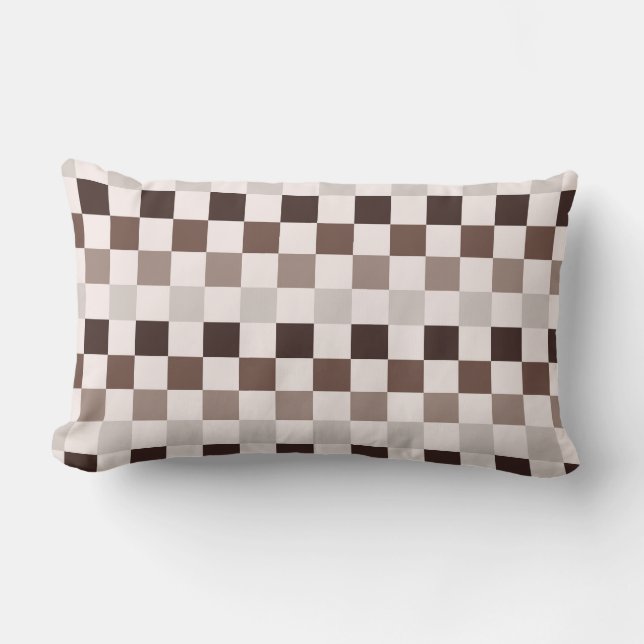 Coussin Rectangle Motif à carreaux Café au Lait (Recto)
