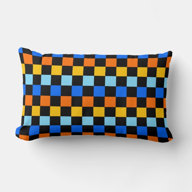 Coussin Rectangle Motif à carreaux de feu et de glace (Recto)