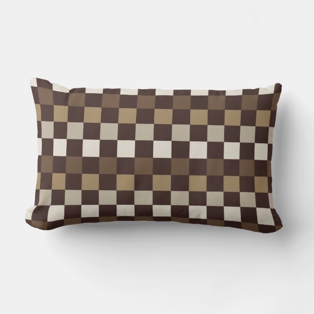 Coussin Rectangle Motif à carreaux de minéraux terreux (Recto)