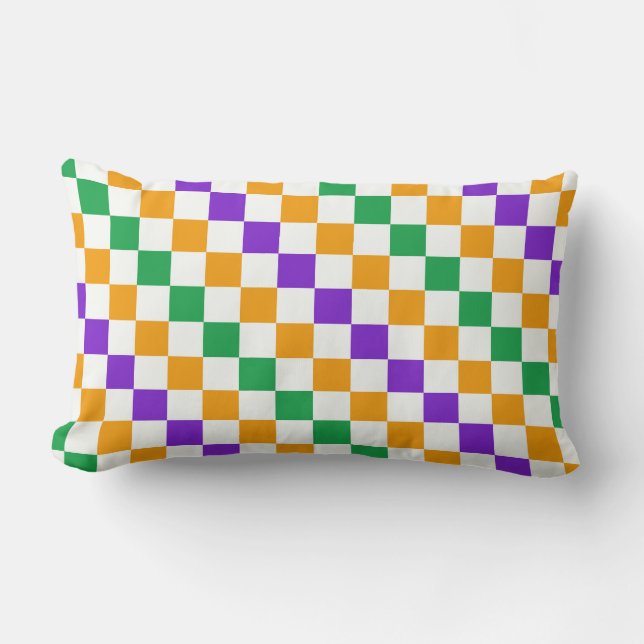 Coussin Rectangle Motif à carreaux diagonaux Mardi gras (Recto)