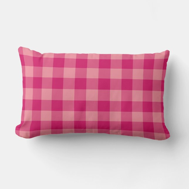 Coussin Rectangle Motif à carreaux écossais rose (Recto)